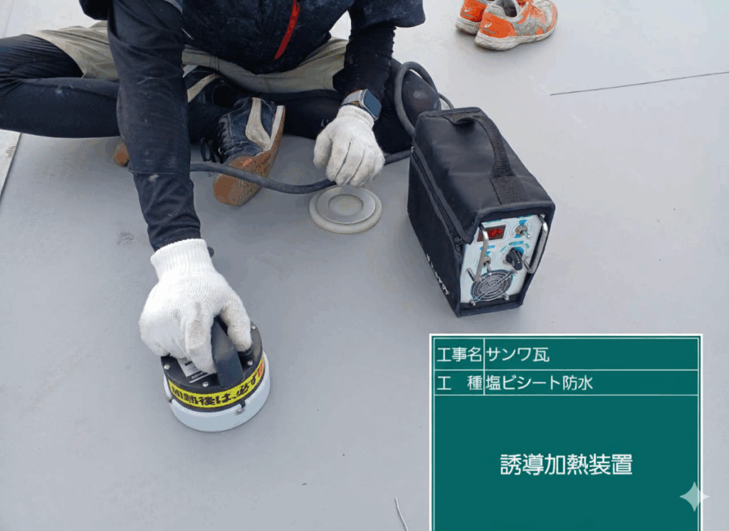 シート防水工事誘導加熱