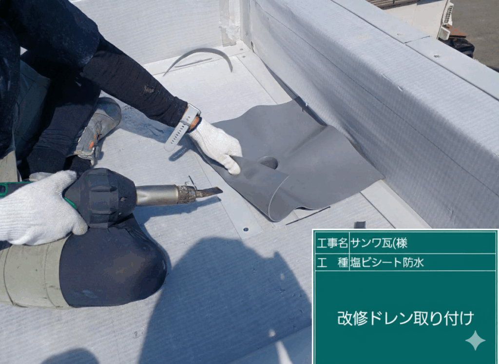 シート防水工事ドレン回り